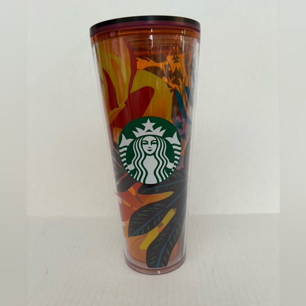 Starbucks Vibrant Leaf Tumbler with Orange and Yellow